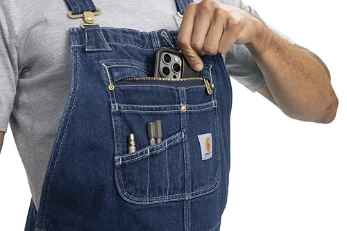 Carhartt Men's Darkstone Denim Bib Overalls 44W x 32L Workwear