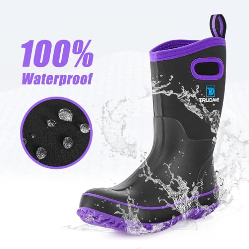 Trudave Women's Waterproof Rubber Boots Mid Calf Purple Size 5-11 Outdoor Work & Hunting