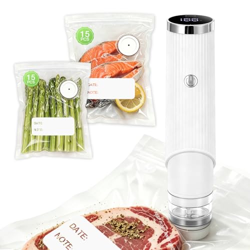 Handheld Food Vacuum Sealer with 30 Reusable Bags - Portable & Battery-Powered