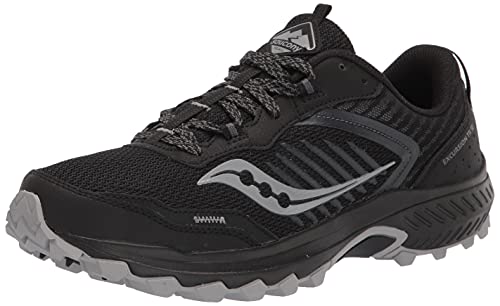 Men's Saucony Excursion TR15 Trail Running Shoes - Black Shadow, Size 11