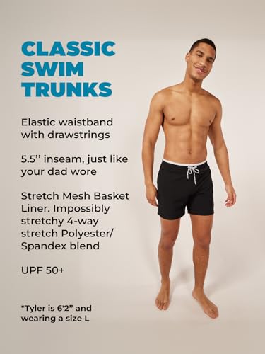 Men's Swim Trunks with 4-Way Stretch - Elastic Waist & Mesh Lining - Medium / Capes