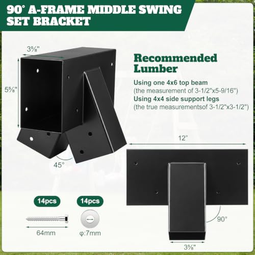 Duraaamo Heavy Duty Swing Set Bracket Kit Black - DIY Backyard Playground Hardware