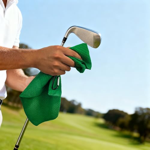 60 Pack Microfiber Golf Towels with Carabiner Clips - 16x16 Inches, Colorful Waffle Pattern for Golf, Yoga & Fitness