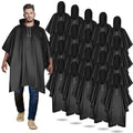 Black Reusable Adult Rain Ponchos - 20 Pack Waterproof Waterproof Raincoat with Hood