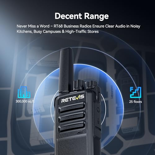 Long Range Walkie Talkies with Earpiece 10 Pack - Business Two Way Radios