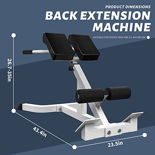 White Roman Chair Back Extension Machine, Adjustable Height & Angle
