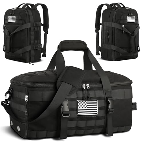 Black Extra Large Tactical Duffle Bag with Shoe Compartment & Multiple Pockets