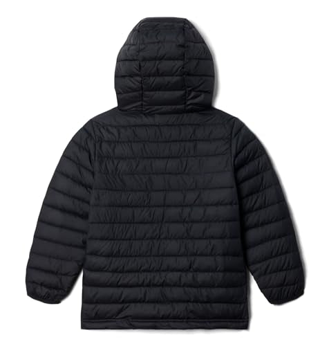 Kids Powder Lite II Hooded Jacket - Medium Black - Lightweight & Warm Columbia Outerwear