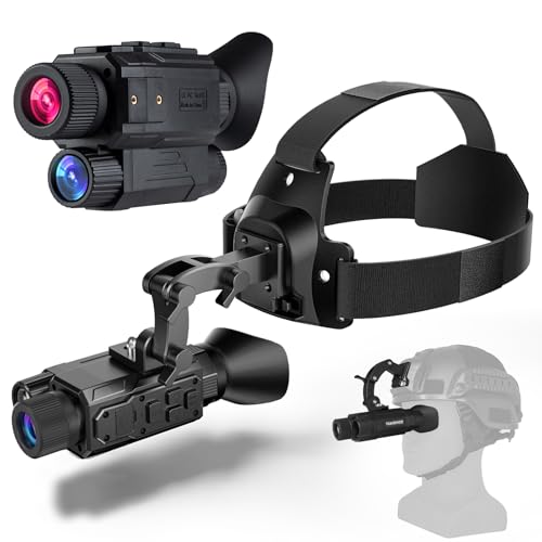 Head-Mounted Night Vision Monocular Digital Infrared for Camping Hunting - Black