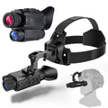 Head-Mounted Night Vision Monocular Digital Infrared for Camping Hunting - Black
