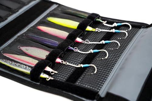 Nomad Design Jig Wallet Grey - Waterproof Fishing Lure Organizer with Hook Mesh System, 12 Pockets
