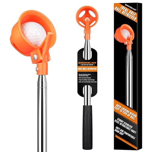 Golf Ball Retriever Telescopic 9Ft with Grabber, Stainless Steel Water-Use Pick Up