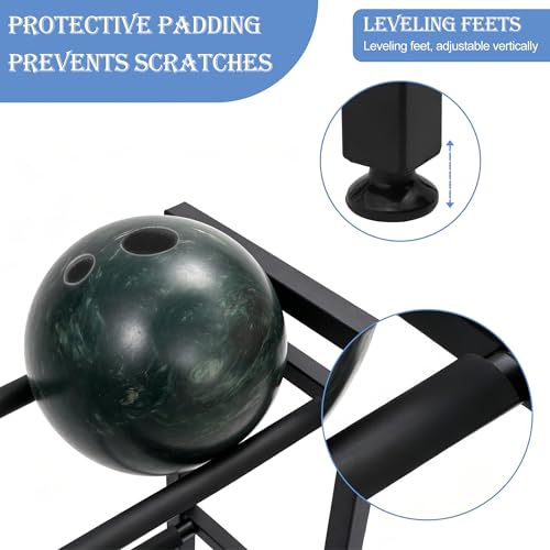 Heavy Duty Bowling Ball Rack for 9 Balls - Metal Organizer Stand for Home & Garage