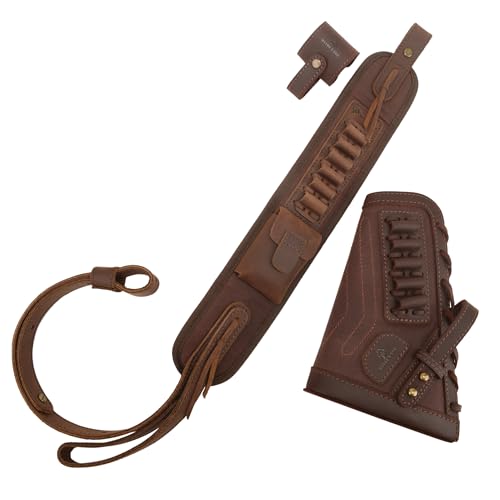 WAYNE'S DOG No Drill Leather Gun Sling with Shell Holder for .357, 30-30, 45-70, 12GA - Variant 357, .30-30, .38, .35 Cal