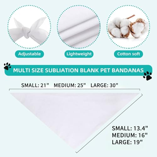 Small Dog Bandana 2-Pack DIY White Triangle Cotton Scarf - Custom Pet Accessory