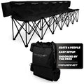 PowerNet 6-Seater Team Bench Black with Backpack Carry Bag - Portable Sports Seating for Soccer Football Basketball Practice & Games