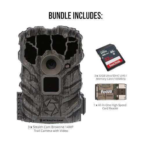 Trail Camera Bundle 3-Pack - 14MP Game Cameras with 3x32GB SD Cards