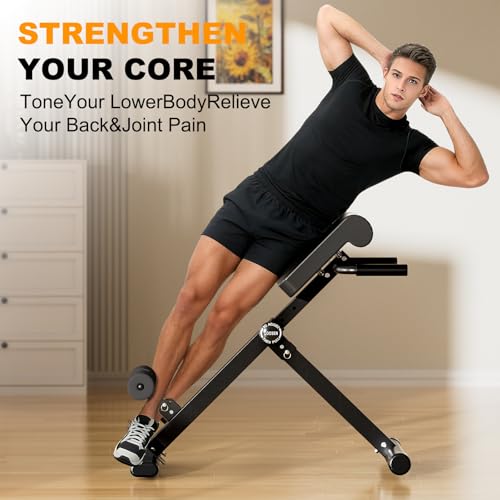 Sirhome Black Adjustable Roman Chair for Back and Core Workout