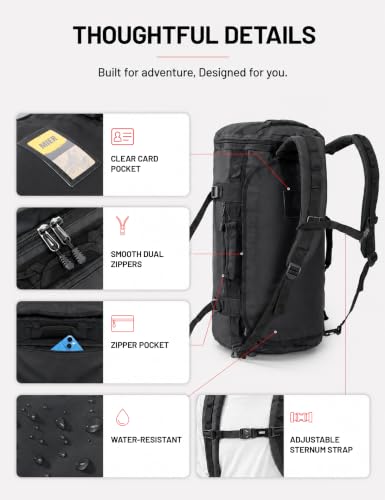 MIER Large Travel Duffle Bag Backpack 45L Black Convertible Gym Sports