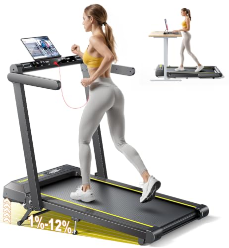 Shadow TOPUTURE 4-in-1 Foldable Walking Pad Treadmill with 12% Incline & Bluetooth Speaker