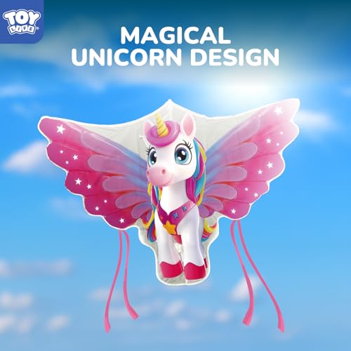 Giant Unicorn Kite for Kids & Adults - 48.4'' Outdoor Flying Toy with 328 FT String, Pink Variation
