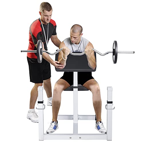 Preacher Curl Weight Bench with Adjustable Height, Heavy Duty 450LBS Capacity