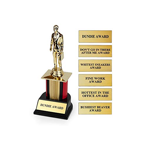 The Office Dundie Award Replica Trophy with 6 Interchangeable Plates - 8 Inches Tall