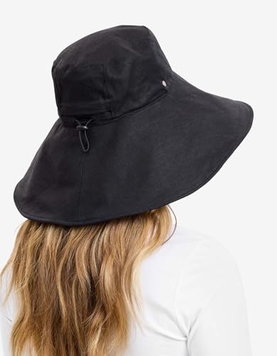 Solbari Women's UPF 50+ Cotton Linen Wide-Brim Sun Hat Small-Medium Black
