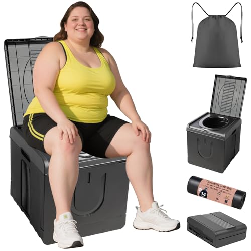 XX-Large Black Portable Camping Toilet Foldable Travel Potty for Car, Home & Outdoor Use