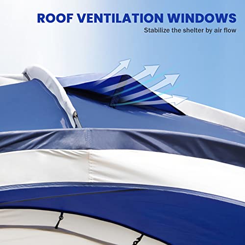 8 x 8 ft Blue Beach Tent with Side Wall Pop-up Canopy UPF50+ Sun Shelter Waterproof