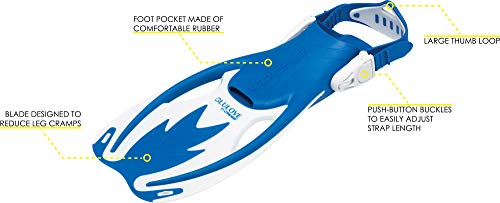 Cressi Junior Snorkeling Kit Blue/White L/XL US Youth 1/6 EU 32/38 - Mask, Dry Snorkel, Fins & Bag