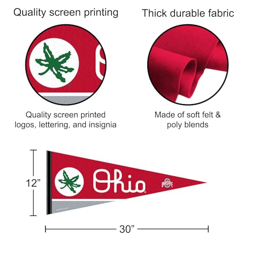 Ohio State Buckeyes Pennant Banner Flag - College Team Decor, 12x30 Inches