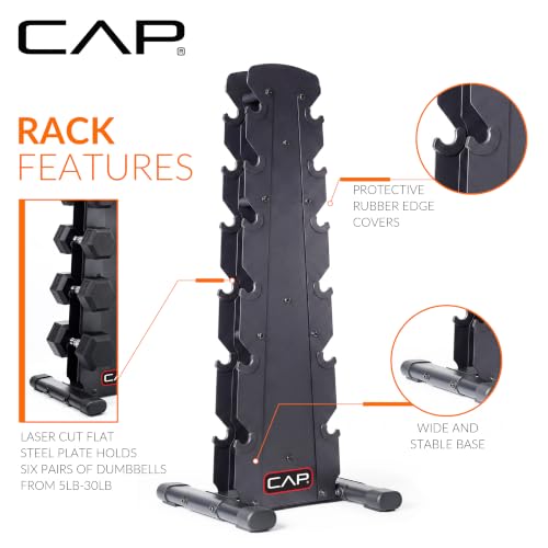Rubber Coated Dumbbell Set with Vertical Rack - 100, 150, 210 lbs Options