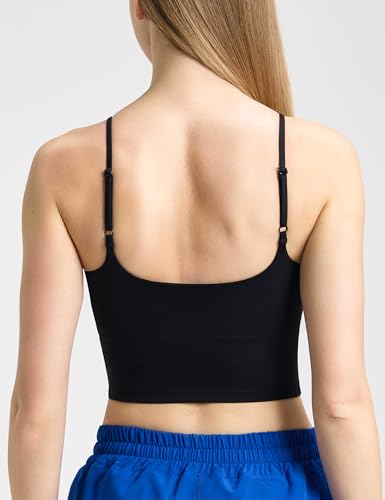 Women’s Adjustable Spaghetti Strap Crop Top with Padded Longline Sports Bra