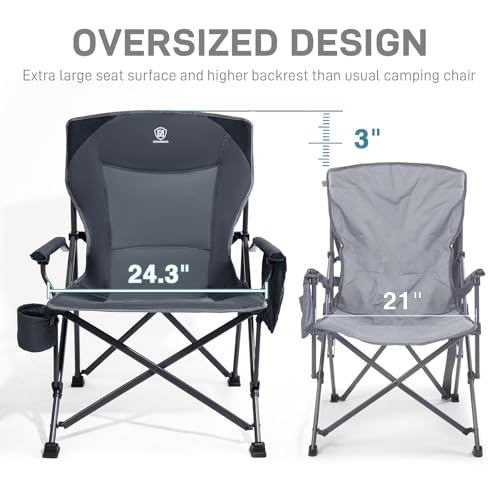 Ever Advanced Oversized Folding Camping Chair Grey Classic - Heavy Duty Support 500lbs