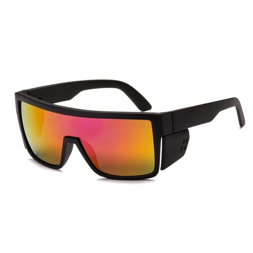BEASVFE Z87 Mirror Polarized Sports Safety Sunglasses for Men Women Driving Cycling Fishing Wrap Around Sun Glasses UV400 Protection (Matte Black Violet Mirror)