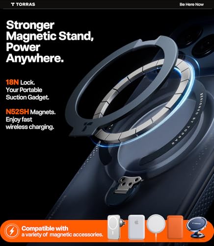 TORRAS Q3 Air for iPhone 17 Pro Max Case with 360 Magnetic Stand - Midnight Blue