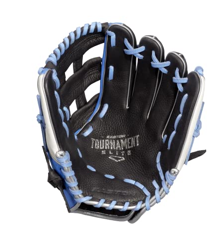 Easton Youth Baseball Glove 11.5" Right Hand Throw Infield Black & Columbia Blue - Tournament Elite