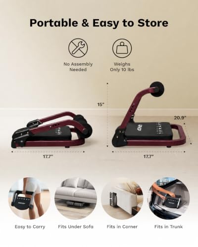 AIRHOP Red Ab Machine 4-Speed Auto Rebound Sit Up Abdominal Trainer Home Gym