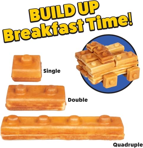 Building Brick Waffle Maker - Deluxe Black with 2 Plates for Fun Shaped Waffles