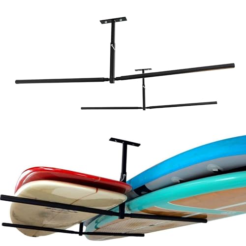 Double StoreYourBoard Paddle & Surfboard Garage Storage Rack - Adjustable Ceiling Mount