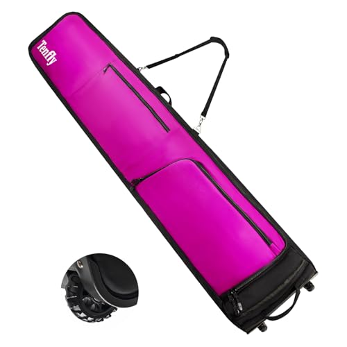 Purple Ski Bag for Air Travel, Waterproof & Padded Fits 2 Pairs Skis - 190cm