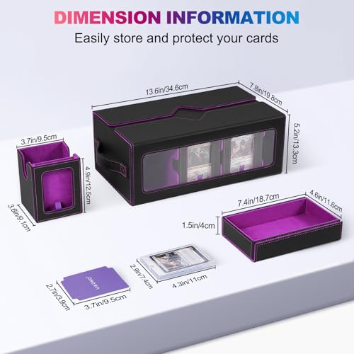 UAONO MTG Commander Deck Box with Dice Tray - Black Purple Modular Card Storage