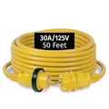 Marine Shore Power Cordset 30A 125V 50ft Yellow Waterproof Marine Grade Cable with Locking System - Marinco Variation