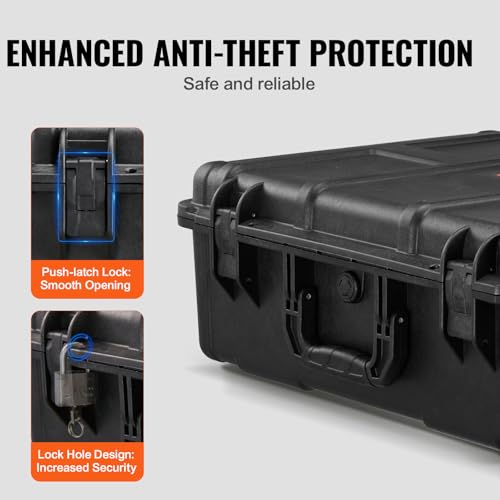 VEVOR Waterproof Hard Case 24.41x19.29x8.86in Heavy Duty Travel Protective Box
