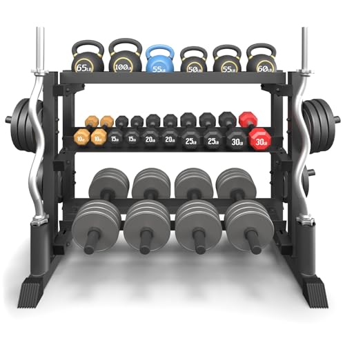 Jusgym 3-Tier Adjustable Dumbbell Rack Stand 48.39x18.7x36.54 inch, Supports 1200LBS