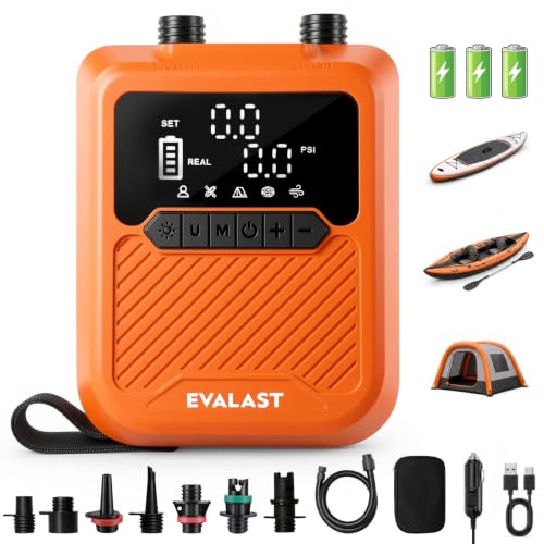 Rechargeable Electric Paddle Board Pump 20 PSI with Car Power & Auto Shut-Off