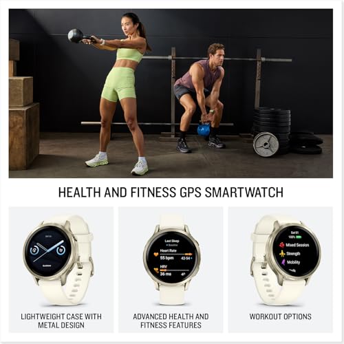 Garmin Venu® 4 41mm Smartwatch - Lunar Gold & Bone Silicone, Advanced Fitness Tracker