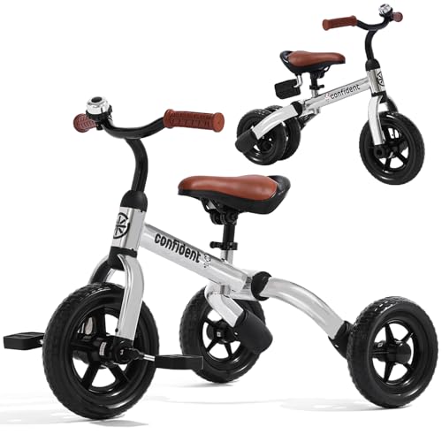 Toddler Tricycle 3-in-1 Folding Bike for 2-5 Years Glitter Silver