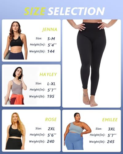 Women’s High Waisted Tummy Control Leggings - 4 Pack No Pockets Small-Medium Black Navy Wine